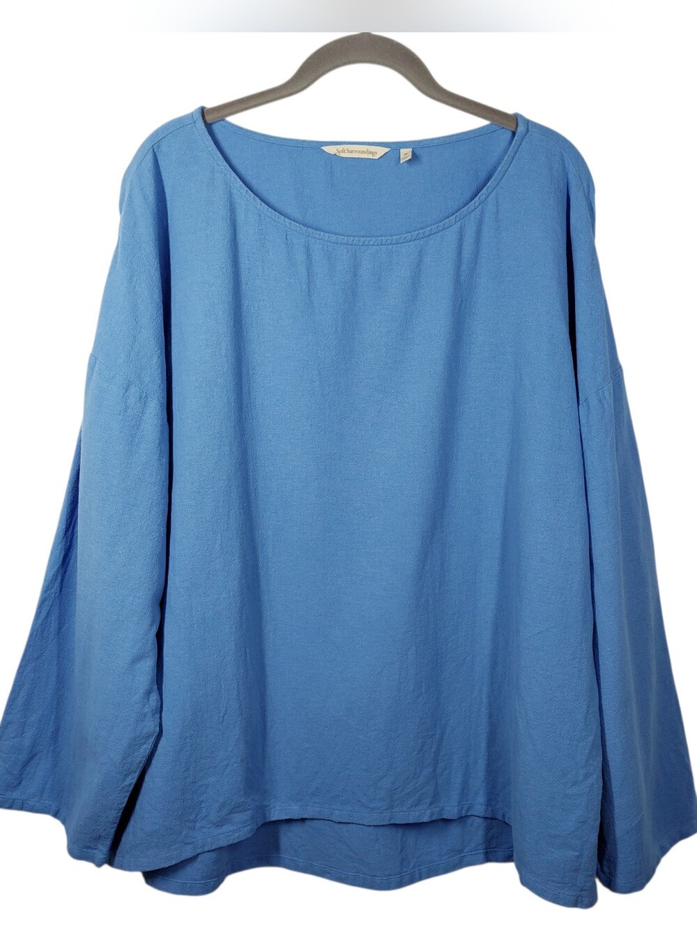 Soft Surroundings Blue Cotton Gauze Long Sleeves Tunic Women's Size XL Lagenlook